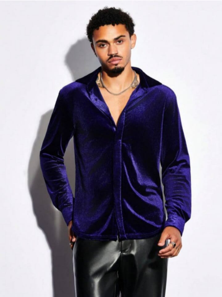 Streak Hawk AFTRDRK Loose Fit Men's Button Front Velvet Shirt
